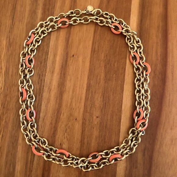 J.Crew | Enamel and Gold Tone Link Necklace | 38” Length - Picture 2 of 4